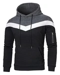 NEWISTAR Hoodie Herren Rundhals Kapuzenpullover Langarm Sweatshirt mit Taschen Schwarz