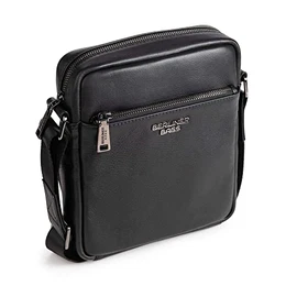 Premium Umhängetasche Tom aus Leder, Kleine Schultertasche für Herren - Schwarz