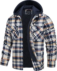 TACVASEN Herren Kapuzen Holzfällerjacke Gelb