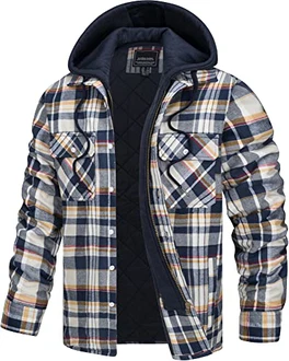 TACVASEN Herren Kapuzen Holzfällerjacke Gelb