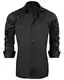 J.VER Herren Hemd Regular Fit Langarm Herrenhemden Freizeithemd Regular Businesshemd Elastiscer Musterhemd,Schwarz,M