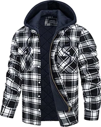 TACVASEN Herren Kapuzen Holzfällerjacke Schwarz
