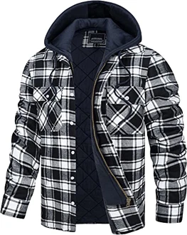 TACVASEN Herren Kapuzen Holzfällerjacke Schwarz