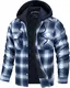 TACVASEN Herren Übergangsjacke Hemd Leichte Kariert Jacke Casual Sweat Langarmshirts Hooded Jacket, Blau-Weiß, M