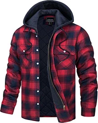 TACVASEN Herren Kapuzen Holzfällerjacke Rot
