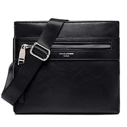 - Herren Umhängetasche – Kleine Schultertasche Nylon PU Leder - Messenger Tasche Flache Crossbody Bag - Arbeit Business Klassisch Sport Elegante Handytasche - Kundtleder Schwarz