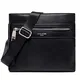 David Jones - Herren Umhängetasche – Kleine Schultertasche Nylon PU Leder - Messenger Tasche Flache Crossbody Bag - Arbeit Business Klassisch Sport Elegante Handytasche - Kundtleder Schwarz