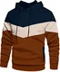 Rave on Friday Unisex Hoodie Blau Rot Patchwork Fleece Pullover Langarm Farbblock Sweatshirt Atmungsaktive Sport Outwear Hoody Casual Tops mit Kanga Tasche und Kordelzug für Herren Damen M