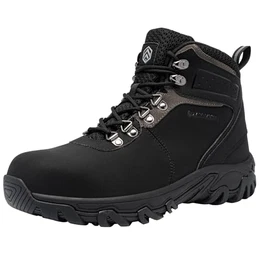Wasserdicht Sicherheitsstiefel Herren SBP SRC Arbeitsschuhe Sicherheitsschuhe Anti-Punktion rutschfest Reflektierende (Schwarz91210,43EU)