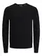Herren Jack & Jones Dünner Langarm Strickpullover   Rundhals Basic Sweater   Shirt Jumper JJEEMIL, Farben:Schwarz, Größe Pullover:M