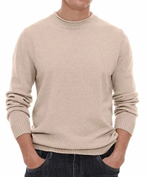 Hisir Pullover Herren Strickpullover Rundhals Pulli Männer Beige