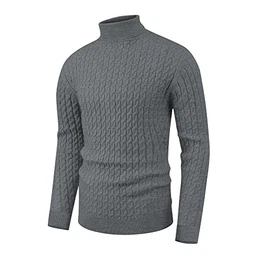 Rollkragenpullover Herren Klassischer Pullover Herren Warmer Winter Slim Fit Strickpullover Pulli Männer Bequem Weich Strick-Pulli für Männer mit Rollkragen (09 Grau, M)