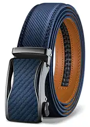 Gürtel Herren, Ledergürtel Ratsche Automatikschließe für Herren Business Anzug, 35mm Breit Gürtel,Größe Angepasst(Blau-115cm/32-38 taille verstellbar)