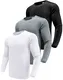 Herren 3er Pack Funktionsshirt Langarm T-Shirts, UPF 50+ Schnelltrocknend Hemden, Atmungsaktiv Shirt für Laufen Angeln Wandern Schwarz/Weiß/Grau-3P01-M
