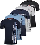 JACK & JONES Herren Logo Tee SS O-Neck 5er-Pack Schwarz