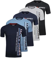 JACK & JONES Herren Logo Tee SS O-Neck 5er-Pack Schwarz