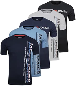 JACK & JONES Herren Logo Tee SS O-Neck 5er-Pack Schwarz