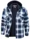 KEFITEVD Karohemd Herren Thermo Gesteppt Jacke mit Brusttasche Flanell Innenfutter Hemd Jacke Atmungsaktiv Freizeit Arbeitsjacke Blau-Weiß M