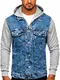 BOLF Herren Jeansjacke Übergangsjacke Trucker Jacke Sherpa Denim Jacke Warm Gefüttert Jeans Denim Vintage Classic Street Style HY1017 Blau M [4D4]