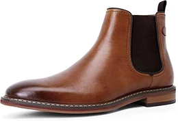 Herren Chelsea Boots Stiefeletten Klassischer Freizeit Männer Formelle Schlupfstiefel Echtleder Schuhe, Braun, 41 EU