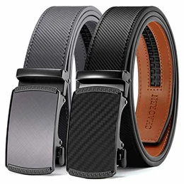 Automatik gürtel herren 2 Stücke, Gürtel Ratsche Automatikschließe Ledergürtel für Herren Verstellbar 35mm Breit mit Geschenkbox