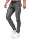 BOLF Herren Jeanshose Jeans Jogger Denim Style Used Look Jeanspants Sweatpants Destroyed Freizeit Narrow Leg Slim Fit Casual Style HY1023 Schwarz M [6F6]
