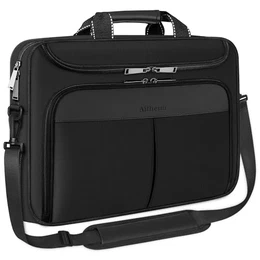 Laptoptasche, 17 Zoll Wasserdichte Arbeitstasche Messenger-Aktentasche mit Verstellbarem Schultergurt, multifunktionale Umhängetasche für Herren Frauen,für Reisen/Business (Schwarz)