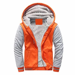 Herren Kapuzenpullover mit Reißverschluss, Langarm Kapuzenjacke, Winter Warm Fleece-Innenseite Sweatshirt, Plus Dicke Fleecejacke, Sweatjacke Mit Kapuze(Orange, M)