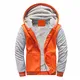 VSUSN Herren Kapuzenpullover mit Reißverschluss, Langarm Kapuzenjacke, Winter Warm Fleece-Innenseite Sweatshirt, Plus Dicke Fleecejacke, Sweatjacke Mit Kapuze(Orange, M)