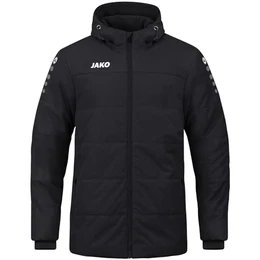 Herren Coachjacke Team mit Kapuze, Schwarz, M