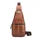 Herren-Brusttasche Umhängetasche aus Echtem Leder Sport und Freizeit im Freien Multifunktionale Vintage Modische wasserdichte Crossbody Brusttasche