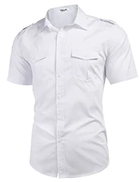 Hemd Herren Kurzarm Regular Fit Bügelleicht Sommer Freizeithemden Button Down Hemden für Männer Weiß M