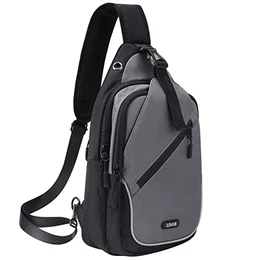 Männer Frauen Sling Rucksack Wasserdicht Schulter Brust Crossbody Tasche Anti-Diebstahl Daypack mit reflektierenden Streifen für Wandern, Radfahren