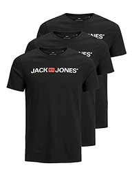 Herren JJECORP Logo Tee SS Crew Neck Vorteilspack, Black/3pcs Black, M