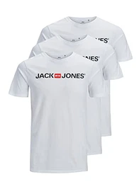 Herren JJECORP Logo Tee SS Crew Neck Vorteilspack, White/3pcs White, M