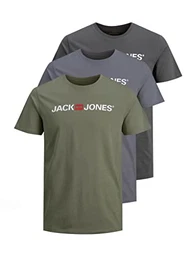 Herren JJECORP Logo Tee SS Crew Neck Vorteilspack, Asphalt/1Asphalt1DustyOlive1Gr, M