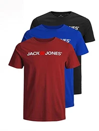 Herren JJECORP Logo Tee SS Crew Neck Vorteilspack, Black/1Black1SurfTheWeb1RedDha, M