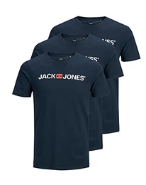 Herren JJECORP Logo Tee SS Crew Neck Vorteilspack, Navy Blazer/3pcs Navy Blazer, M