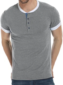 Herren Kurzarm Tshirt Sommer Casual Knopf T-Shirt Henley Tee Basic Regular Fit Tops T Shirts Männer
