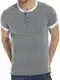 Herren Kurzarm Tshirt Sommer Casual Knopf T-Shirt Henley Tee, Basic Regular Fit Tops T Shirts Männer, Hellgrau, M