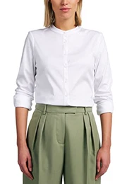 Fitted Bluse Langarm Stehkragen Reine Baumwolle weiß Größe 36