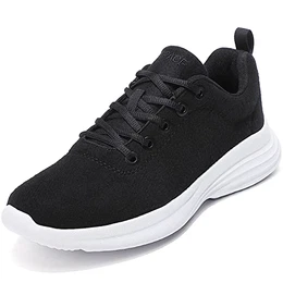 Wolle Freizeitschuhe Herren Sneaker - Atmungsaktiv Turnschuhe aus Wool 3D Stretch, Leicht Sportschuhe rutschfest Laufschuhe Straßenlaufschuhe Trekking-Schuhe(Schwarz/Weiß,43 EU)