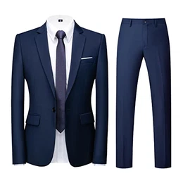 Herren Anzüge 2-Teilig Slim Fit für Hochzeit Business Eine Knöpfe Herrenanzug Sakko Hose(Blau,M)