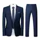 KUDORO Herren Anzüge 2-Teilig Slim Fit für Hochzeit Business Eine Knöpfe Herrenanzug Sakko Hose(Blau,M)