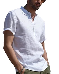 Hemd Herren Kurzarm Sommer Einfarbig Basic Men´s Shirt für Männer Weiß XL