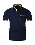 LIUPMWE Poloshirt Herren Kurzarm Polohemd Regular Fit Basic Tennis Golf T-Shirt Blau