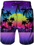 Loveternal 3D Badeshorts Herren Hawaii Freizeitshorts Blau