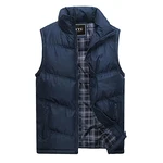 Linarun Herren Weste Steppweste mit Reißverschluss Taschen Stehkragen Daunenweste Bodywarmer Outdoor Winterweste Dunkelblau