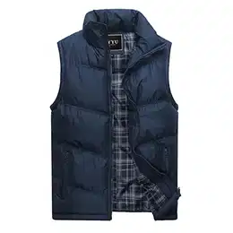 Herren Weste Steppweste mit Reißverschluss Taschen Stehkragen Daunenweste Futter mit Kletttasche Bodywarmer Outdoor Winterweste (M, Dunkelblau)