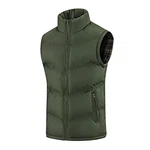 Linarun Herren Weste Steppweste mit Reißverschluss Taschen Stehkragen Daunenweste Bodywarmer Outdoor Winterweste Grün